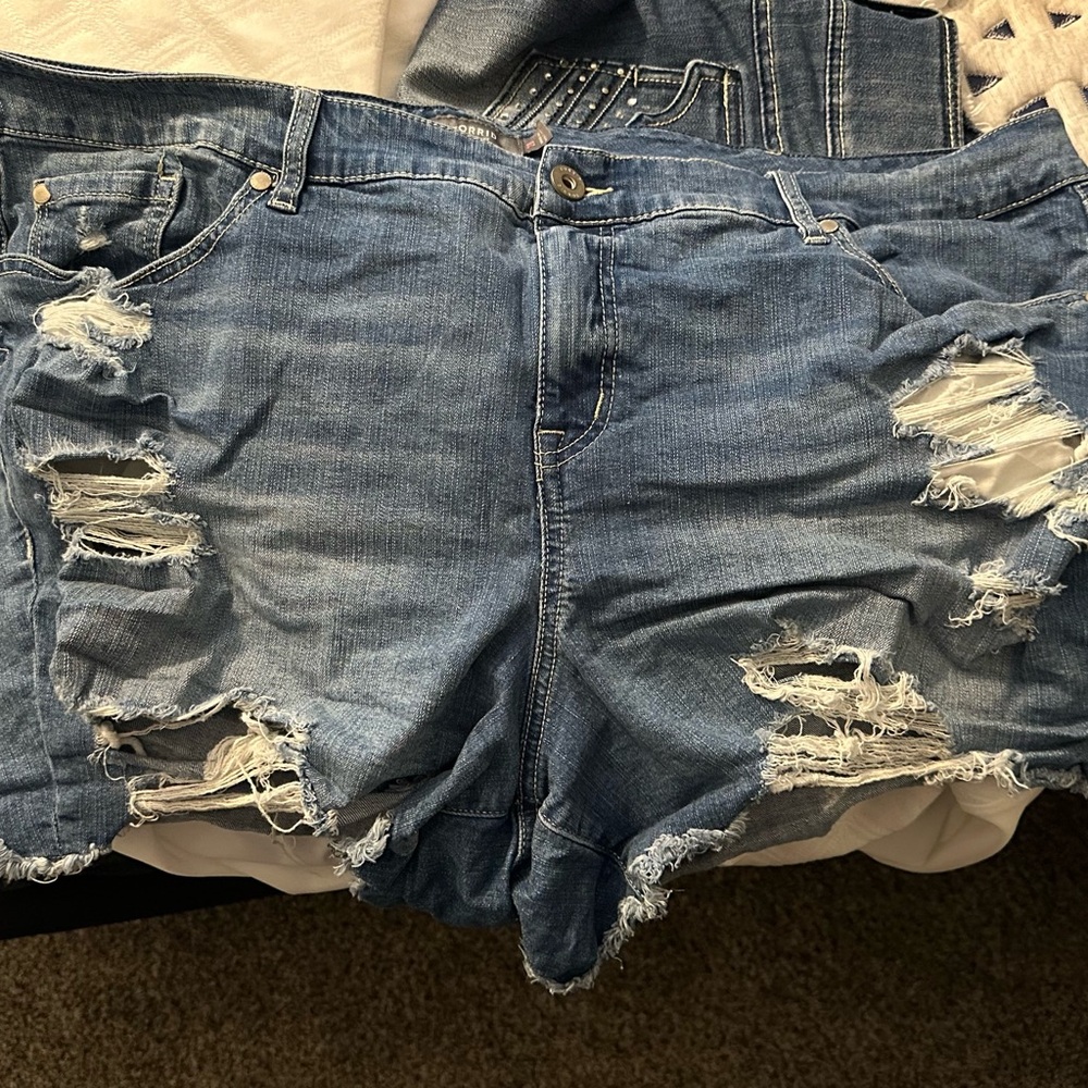 Torrid Ripped Blue Jean Shorts